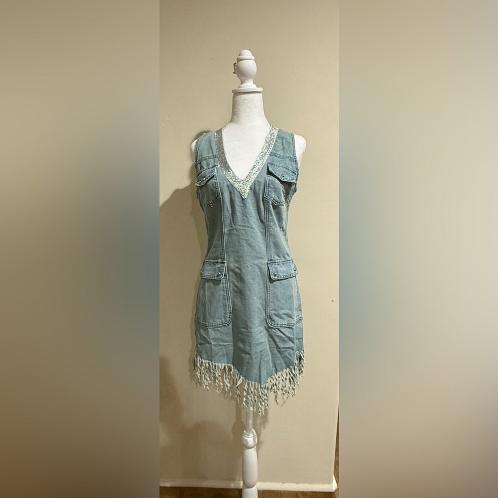 Stylish Sleeveless Denim Mini Dress